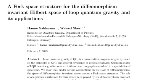 Towards entry "Paper alert: A Fock space structure for the diffeomorphism invariant Hilbert space of loop quantum gravity and its applications"